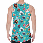 Cute Japanese Sushi Pattern Print Men's Velvet Tank Top