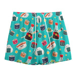 Cute Japanese Sushi Pattern Print Mesh Shorts