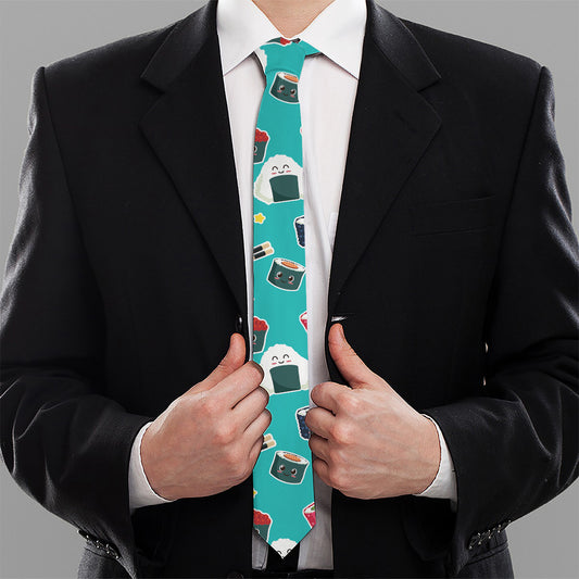 Cute Japanese Sushi Pattern Print Necktie