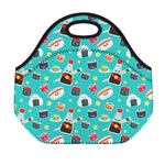 Cute Japanese Sushi Pattern Print Neoprene Lunch Bag