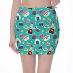 Cute Japanese Sushi Pattern Print Pencil Mini Skirt
