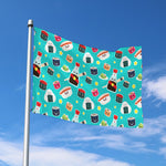 Cute Japanese Sushi Pattern Print Polyester Flag