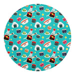 Cute Japanese Sushi Pattern Print Round Blanket