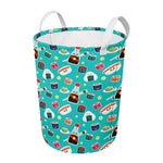 Cute Japanese Sushi Pattern Print Round Laundry Basket