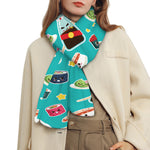 Cute Japanese Sushi Pattern Print Scarf