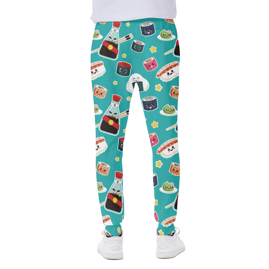 Cute Japanese Sushi Pattern Print Scuba Joggers