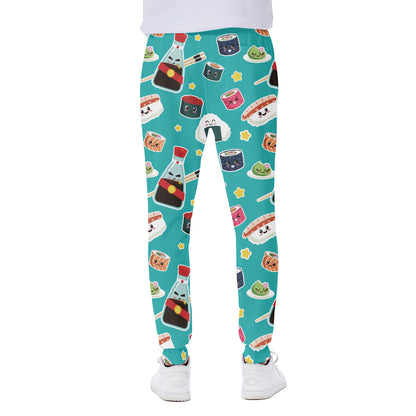 Cute Japanese Sushi Pattern Print Scuba Joggers