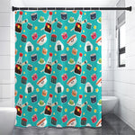 Cute Japanese Sushi Pattern Print Shower Curtain