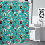 Cute Japanese Sushi Pattern Print Shower Curtain