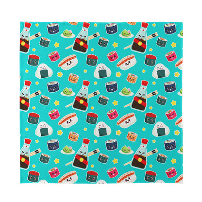 Cute Japanese Sushi Pattern Print Silk Bandana