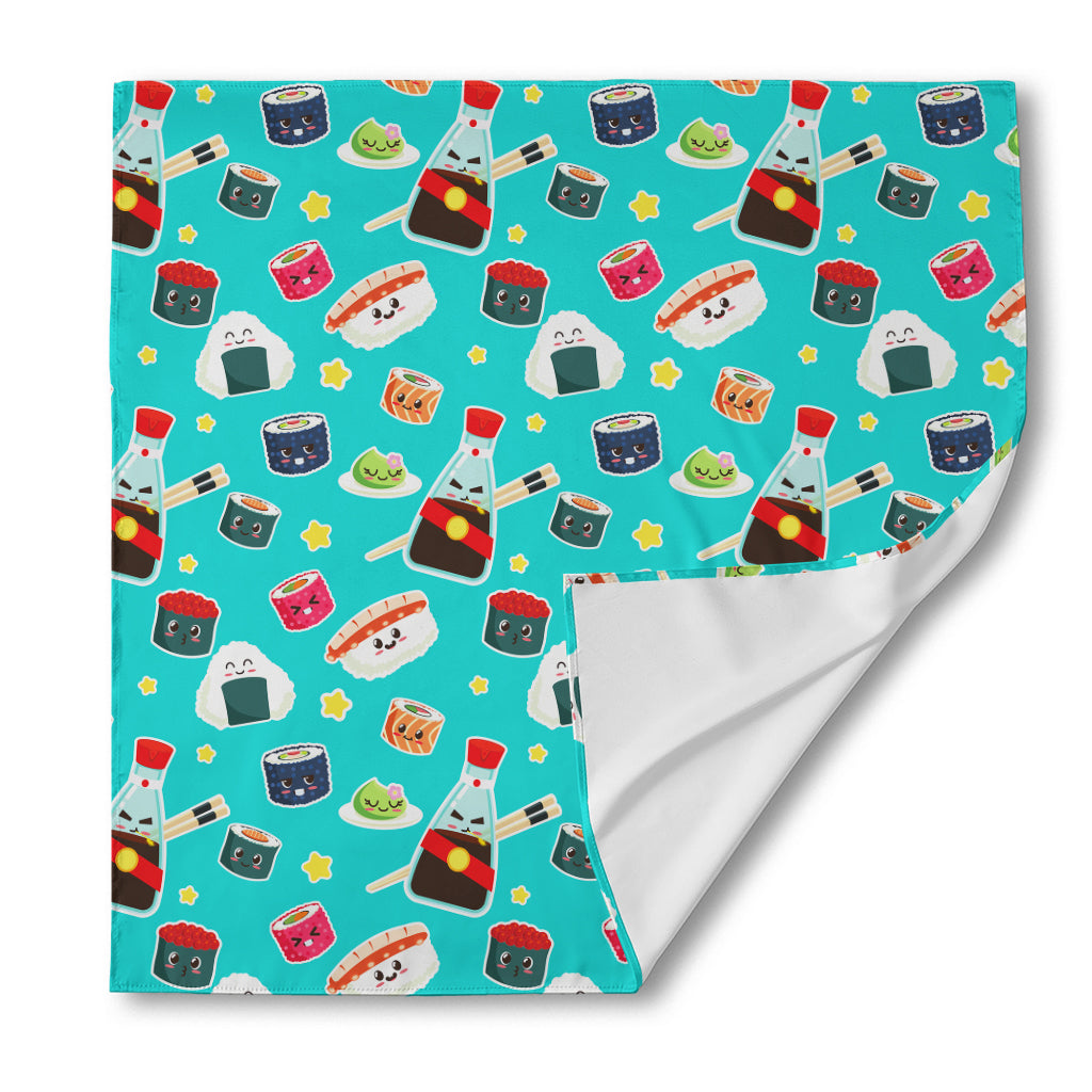 Cute Japanese Sushi Pattern Print Silk Bandana
