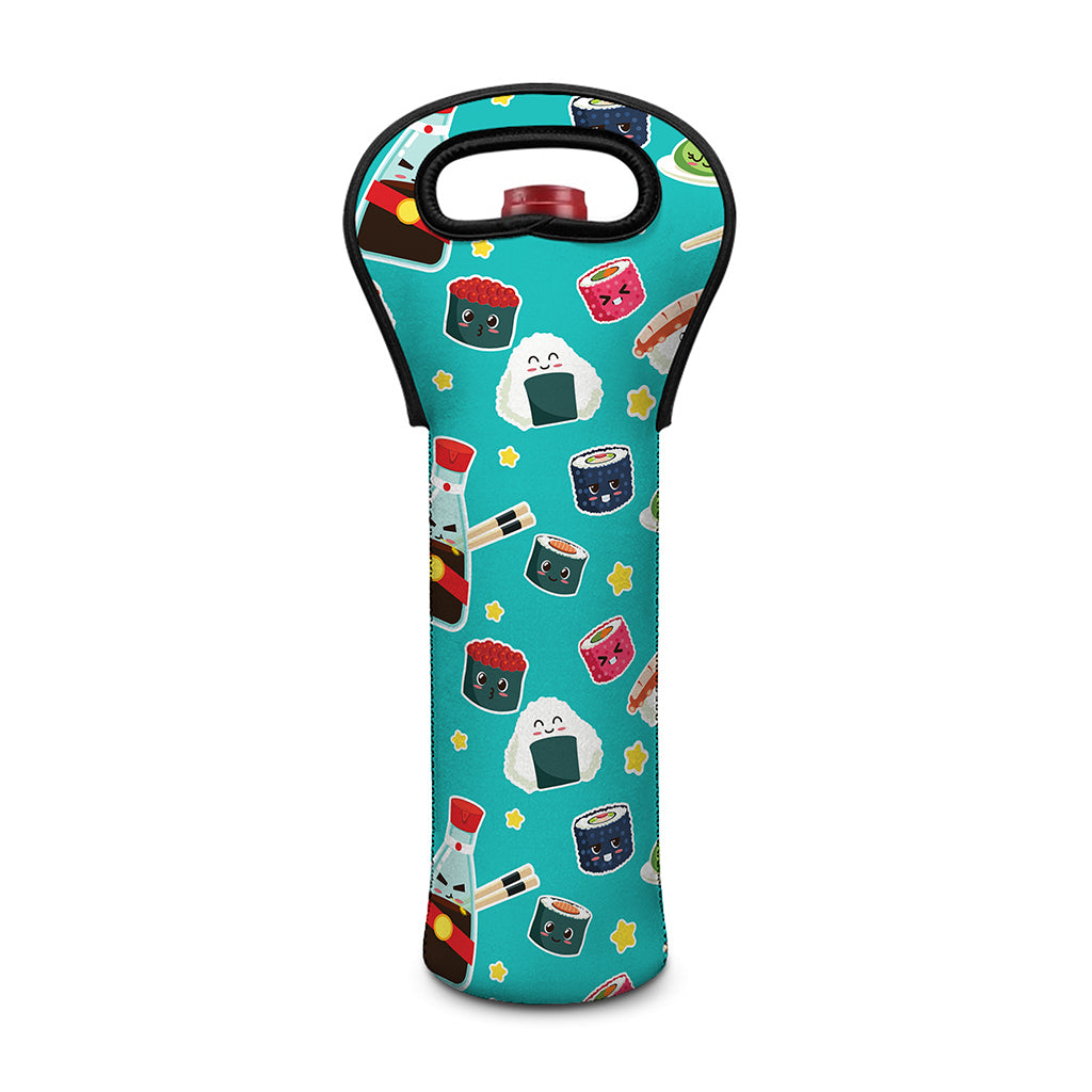 Cute Japanese Sushi Pattern Print Single Neoprene Wine Tote