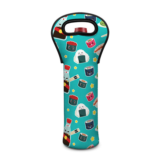 Cute Japanese Sushi Pattern Print Single Neoprene Wine Tote