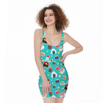 Cute Japanese Sushi Pattern Print Sleeveless Bodycon Dress