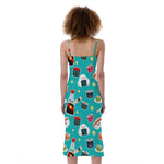 Cute Japanese Sushi Pattern Print Slim Fit Midi Cami Dress