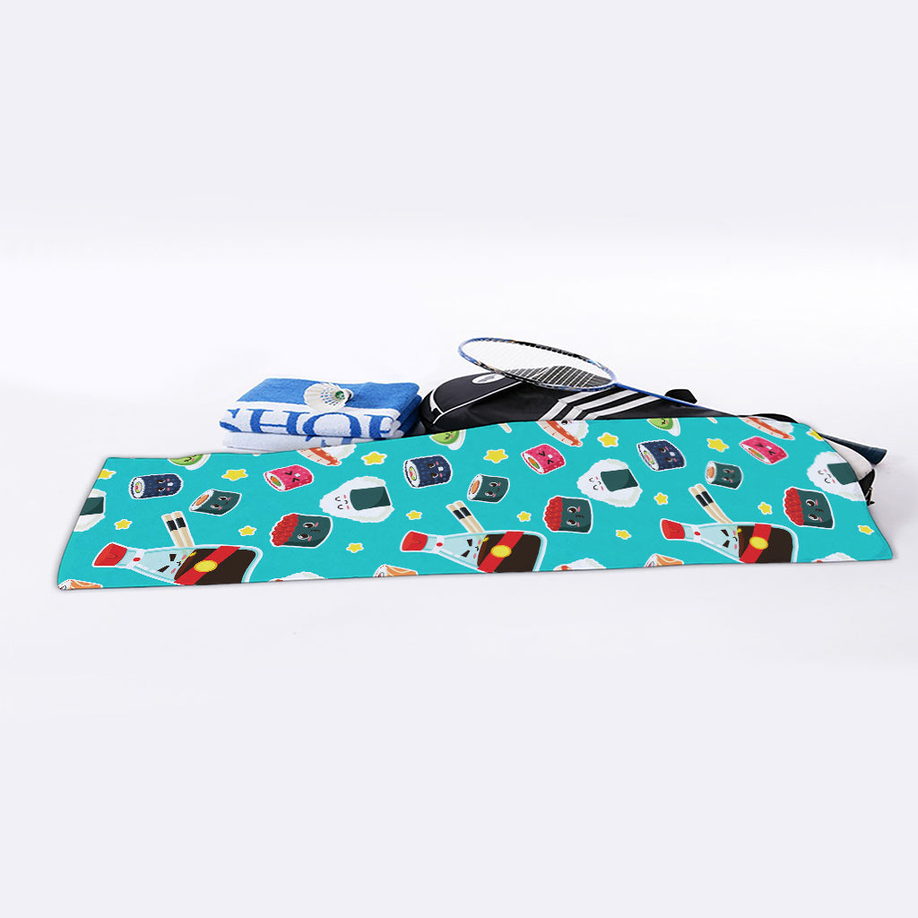 Cute Japanese Sushi Pattern Print Sports Towel