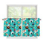 Cute Japanese Sushi Pattern Print Tier Curtains