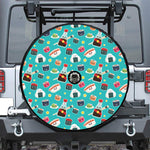 Cute Japanese Sushi Pattern Print Tire Cover With Camera Hole