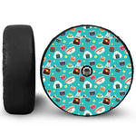 Cute Japanese Sushi Pattern Print Tire Cover With Camera Hole