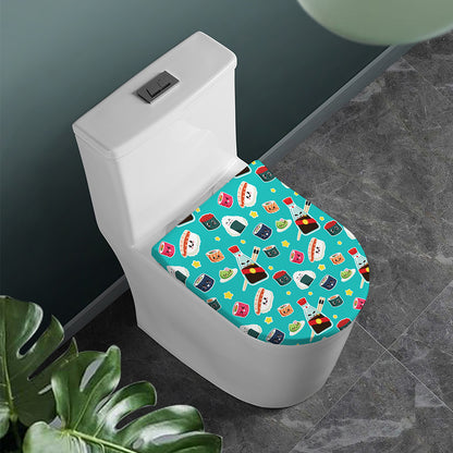 Cute Japanese Sushi Pattern Print Toilet Lid Cover