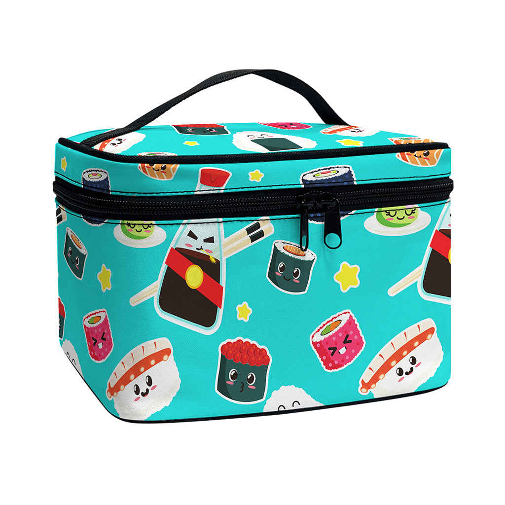 Cute Japanese Sushi Pattern Print Travel Makeup Bag