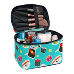 Cute Japanese Sushi Pattern Print Travel Makeup Bag