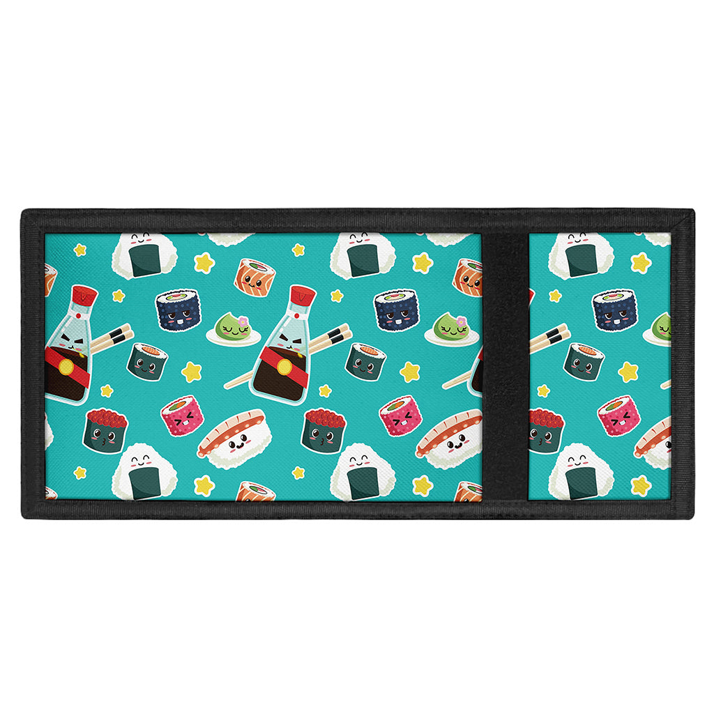 Cute Japanese Sushi Pattern Print Trifold Wallet