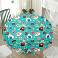 Cute Japanese Sushi Pattern Print Waterproof Round Tablecloth