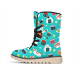 Cute Japanese Sushi Pattern Print Winter Boots