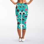 Cute Japanese Sushi Pattern Print Women's Capri Leggings