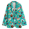 Cute Japanese Sushi Pattern Print Women's Cotton Blazer