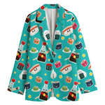Cute Japanese Sushi Pattern Print Women's Cotton Blazer