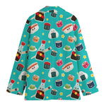 Cute Japanese Sushi Pattern Print Women's Cotton Blazer