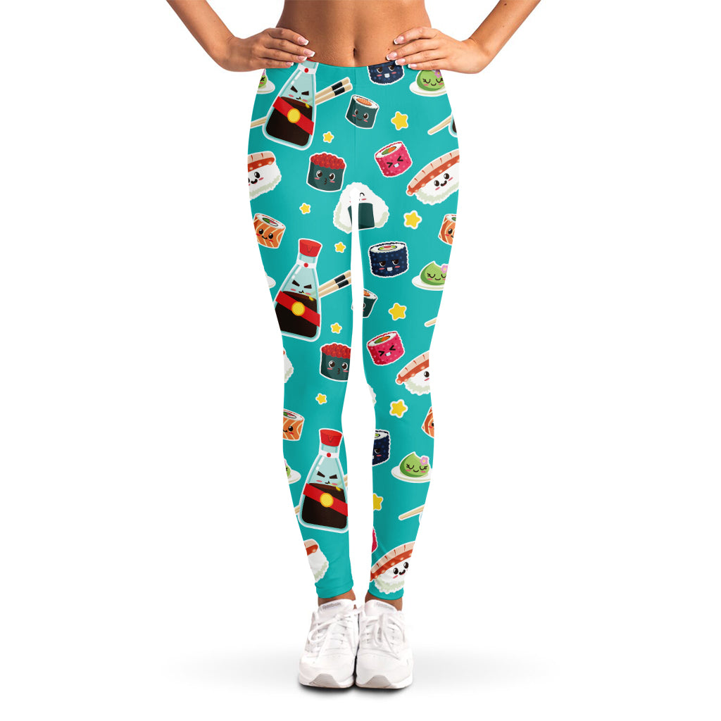 Cute Japanese Sushi Pattern Print Women's Leggings