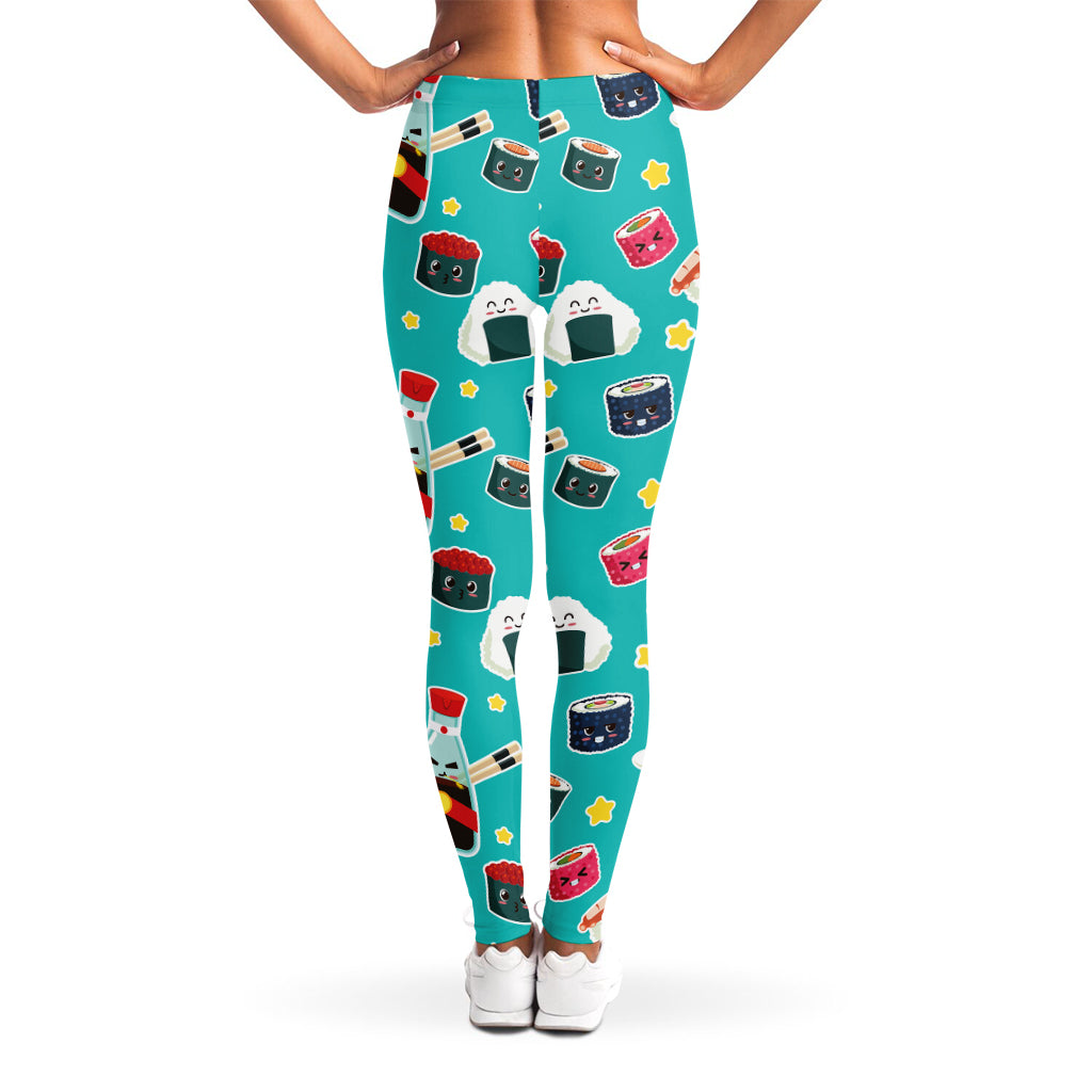 Cute Japanese Sushi Pattern Print Women's Leggings