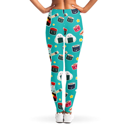 Cute Japanese Sushi Pattern Print Women's Leggings