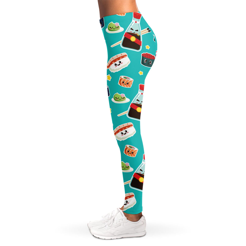 Cute Japanese Sushi Pattern Print Women's Leggings