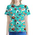 Cute Japanese Sushi Pattern Print Women's Polo Shirt