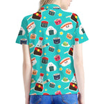 Cute Japanese Sushi Pattern Print Women's Polo Shirt
