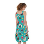 Cute Japanese Sushi Pattern Print Women's Sleeveless Dress
