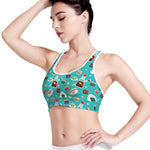 Cute Japanese Sushi Pattern Print Women's Sports Bra