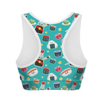 Cute Japanese Sushi Pattern Print Women's Sports Bra