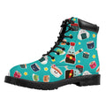 Cute Japanese Sushi Pattern Print Padded Collar Lace Up Boots