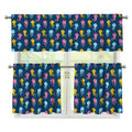Cute Jellyfish Pattern Print 3 Piece Kitchen Curtains