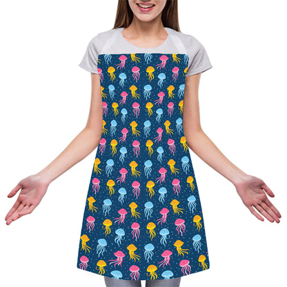 Cute Jellyfish Pattern Print Adjustable Apron