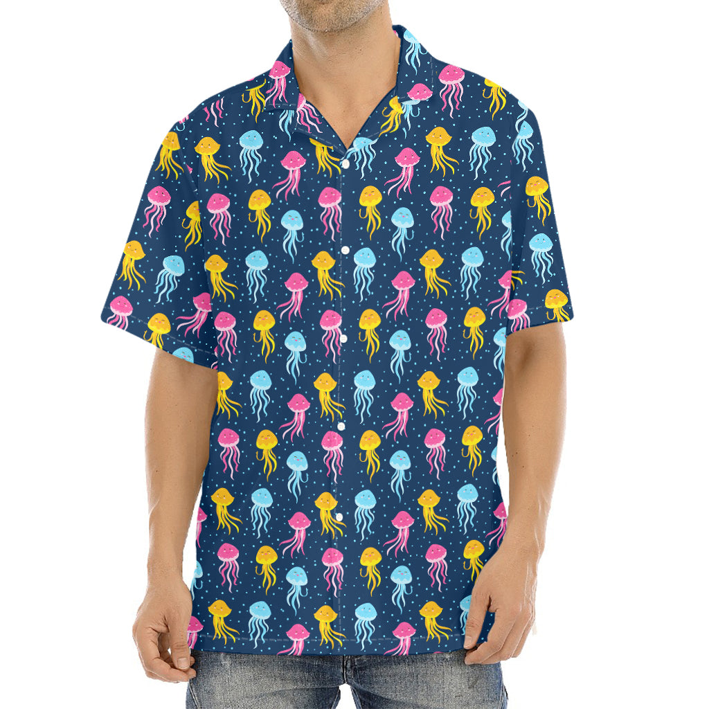 Cute Jellyfish Pattern Print Aloha Shirt