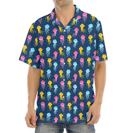 Cute Jellyfish Pattern Print Aloha Shirt