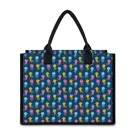Cute Jellyfish Pattern Print Canvas Tote Bag