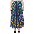 Cute Jellyfish Pattern Print Chiffon Maxi Skirt