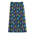 Cute Jellyfish Pattern Print Cotton Front Slit Maxi Skirt